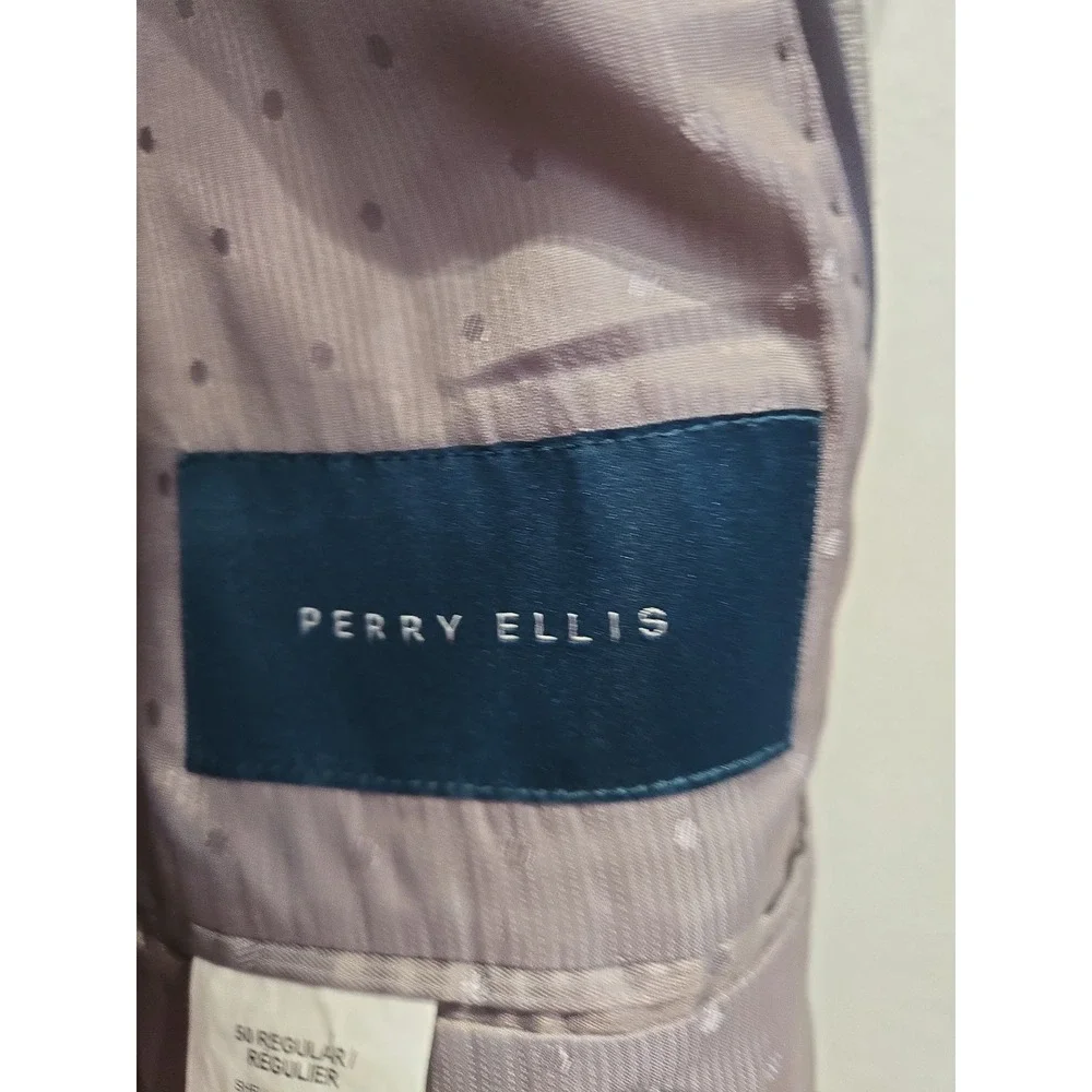 Perry Ellis Suit Jacket Gray 50 L Poly Blend